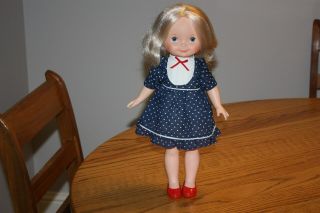 Vintage Fisher Price My Friend Mandy Doll Navy Blue Dress Red Shoes