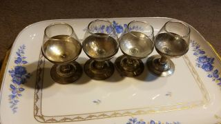 Set Of 4 Tanco Sterling Silver Cordial Glass Shot Cup Aperitif Goblet 3 "