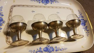 Set of 4 Tanco Sterling Silver Cordial Glass Shot Cup Aperitif Goblet 3 