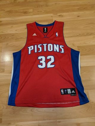 Rare Richard Rip Hamilton 32 Detroit Pistons Red Adidas Jersey L Men’s Nba Team