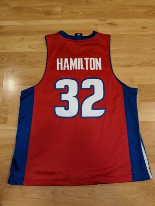 Rare Richard Rip Hamilton 32 Detroit Pistons Red Adidas Jersey L Men’s NBA Team 2
