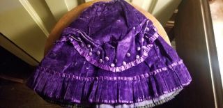 Antique Victorian Purple Velvet And Satin Doll Skirt