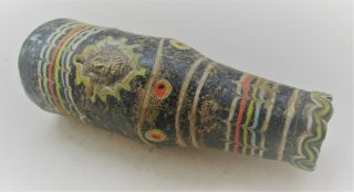 RARE ANCIENT PHOENICIAN MOSAIC GLASS BOTTLE WITH GOLD PLATE ATTACHMENT 500BCE 3