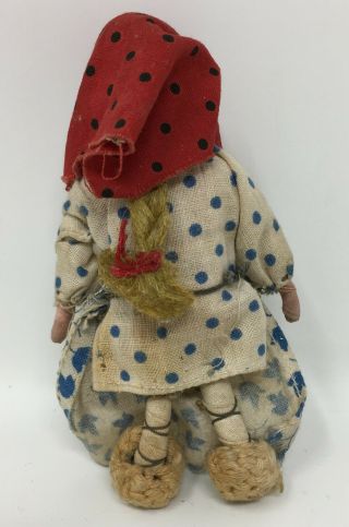Antique Vintage Bisque & Cloth Dollhouse Doll w Scarf Miniature 3