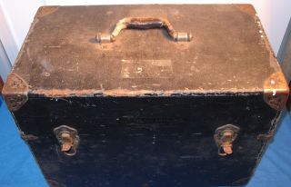 Antique Trunk Chest Detroit Mi Instructional Arts Inc Vintage Box Wood Steamer