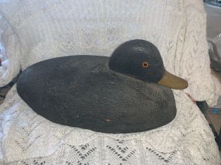 Antique Hand Carved Painted Wood Wooden Mallard Duck Decoy Glass Eyes