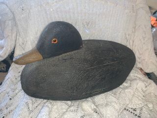 Antique Hand Carved Painted Wood Wooden Mallard Duck Decoy Glass Eyes 3