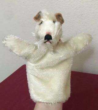 Vintage 9” Steiff Foxy Terrier Dog Hand Puppet 6640/17 Germany Rare Adorable