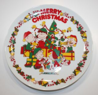 Vtg 50s 60s Peanuts Charlie Brown Snoopy Merry Christmas Ceramic Wall Plate Rare
