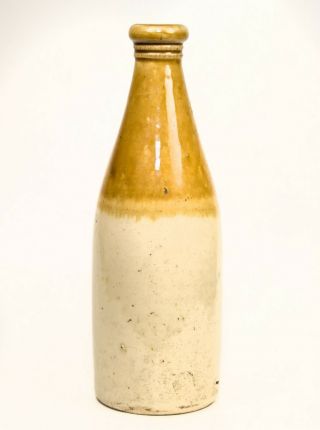 Vintage Antique Stoneware Ginger Beer Bottle Grosvenor 5 Glasgow Mustard Rib Top