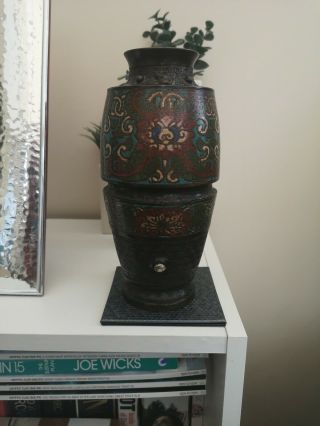 Rare Japanese 19th Century Meiji Period Bronze/champleve Vase,  Dynasty Mark.