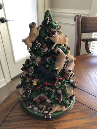 Danbury Pug Dog Lighted Christmas Tree Figurine Retired Rare