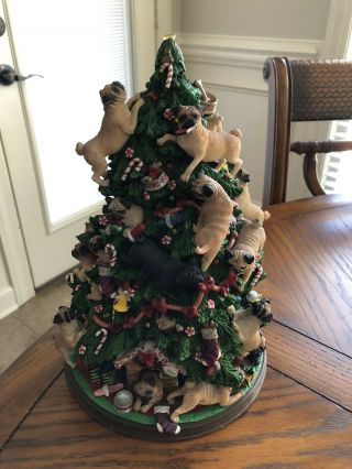 Danbury Pug Dog Lighted Christmas Tree Figurine Retired Rare 2