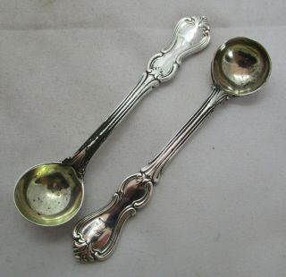 Pair Antique Victorian Sterling Silver Albert Pattern Salt Spoons,  1845,  52g