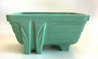 Vtg Mid Century Modern Atomic Mcm Aqua Green Ceramic Planter Flower Pot Usa