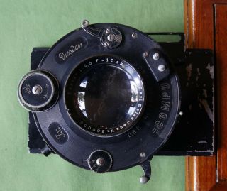 Rare Carl Zeiss Tessar 1:4,  5 F = 15cm Ica Dresden Compur Shutter With Lens Board