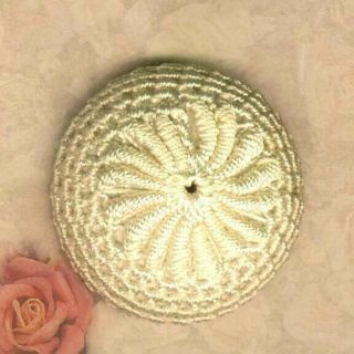 Large Victorian White Silk Needle Worked,  Wound & Crocheted Fabric Button