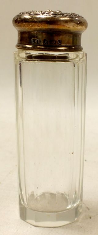 Antique Levi & Salaman Hallmarked Silver Topped Glass Bottle C.  1890 - C06