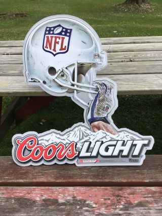 Rare Coors Light Nfl Football Metal Tin Beer Sign Promotional Nfl Sign 2009