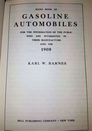 Hand Book Of Gasoline Automobiles 1908 110,  Rare Cars Photos,  Details,  Prices 3