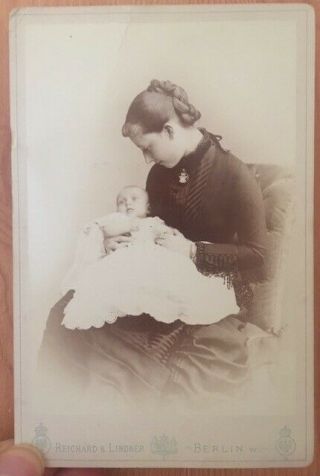 Royalty Rare Signed Cabinet Photo: Princess Charlotte Of Prussia & Daughter.