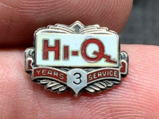 Hi - Q Soda Pop Sterling Silver Very Rare 3 Years Of Service Award Pin.