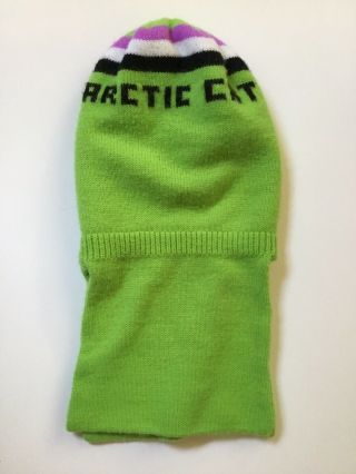 Vintage Arctic Cat Knit Ski Hat Green Black Purple 2