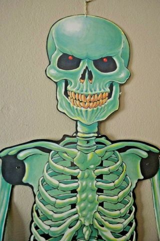 Rare Vintage Peck 54 " Die Cut Jointed Halloween Skeleton Decoration Double Sided