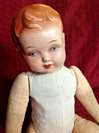 Belgium UNICA Bisque Baby Doll Jointed stuffed Body 14 inches 2