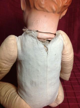Belgium UNICA Bisque Baby Doll Jointed stuffed Body 14 inches 3