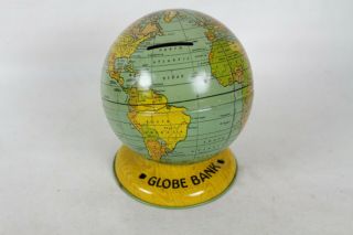 Vintage Metal Globe Bank J.  Chein And Co.  Usa Tin Toy Rare Old Antique