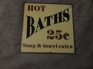 Hot Bath Retro Vintage Style Metal Sign Plaque Bathroom Home 9.  5 X 9.  5 Inches.