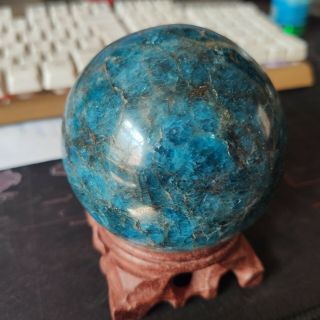 1.  1lb A,  Rare Natural Blue Apatite Quartz Crystal Sphere Ball Healing Hh669