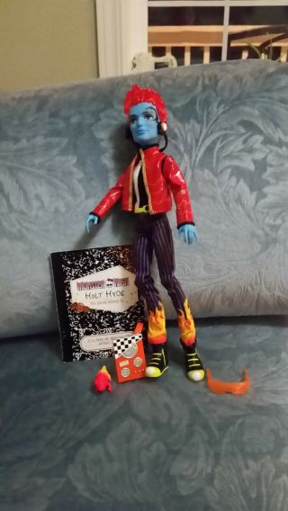 Very Rare Monster High Holt Hyde Doll With Pet,  Diary And Other Accessories