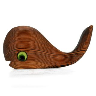 Vintage Witco Whale Wood Sculpture Mid Century Tiki Modern Lounge Danish Mod