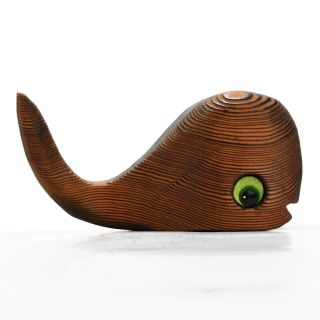 Vintage Witco Whale Wood Sculpture Mid century Tiki Modern Lounge Danish Mod 2