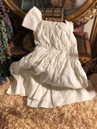 Antique Cotton Waffle Dress For Large Paper Mache/china Doll