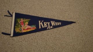 Key West Florida Beach Pennant 1940 Felt Rare