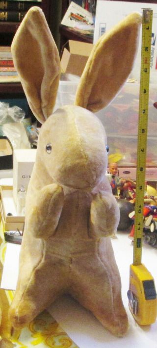 Old Vintage Antique Large Straw Stuffed Toy Velveteen Bunny Rabbit Glass Eyes