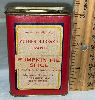 Antique Mother Hubbard Pumpkin Pie Spice Tin Vintage Can Thanksgiving Dessert
