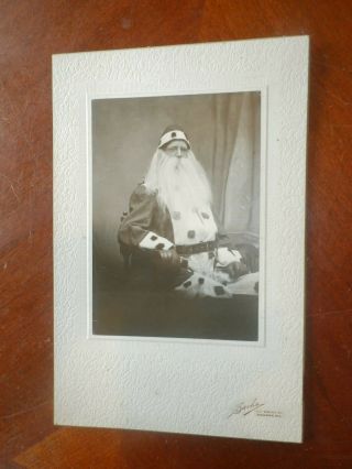 Vintage Antique Cabinet Card Photograph Man Santa Claus Christmas Portrait