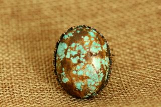 Huge And Rare Natural Turquoise 925 Silver Ring Us Size 12 Stone Size 30x20mm