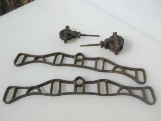 Antique Iron Pulley Wheel Threaded Rod Airer Block Old Iron Vintage Drier Set