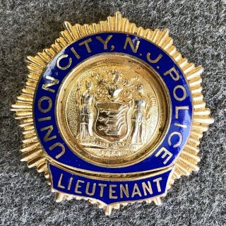 Vintage Union City,  Nj Police Lieutenant Badge - Rare & - -