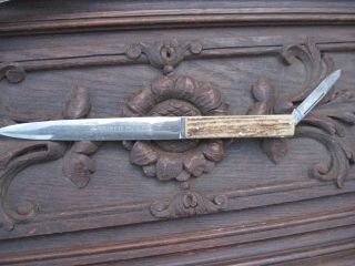 Rare Vintage Pal Cutlery Co.  Pocket Knife Letter Opener Dagger Stag Bone