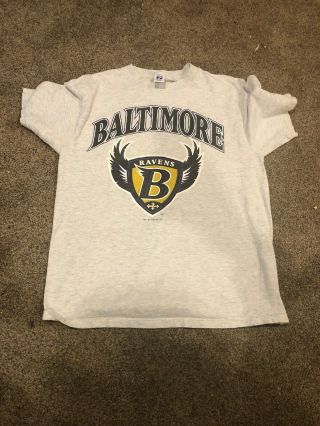 Vtg 1996 Baltimore Ravens T Shirt Tee Rare Old Helmet Logo 90 