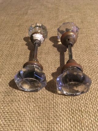 Vintage Or Antique Glass Door Knob Handles With Spindles