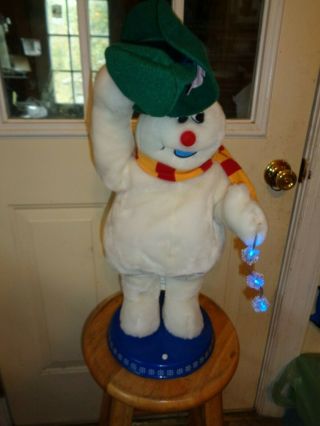 Rare Gemmy Large Animated Frosty The Snowman Singing Dancing Twirling Snowflake