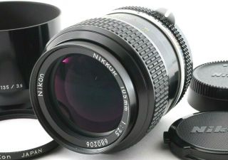 Rare！【mint】nikon Nikkor 105mm F2.  5 Non - Ai Lens,  Hs - 8 Hood From Japan 2321