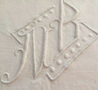 Exquisite Vintage French Pure Linen Sheet,  Hand Embroidered & Monogrammed.